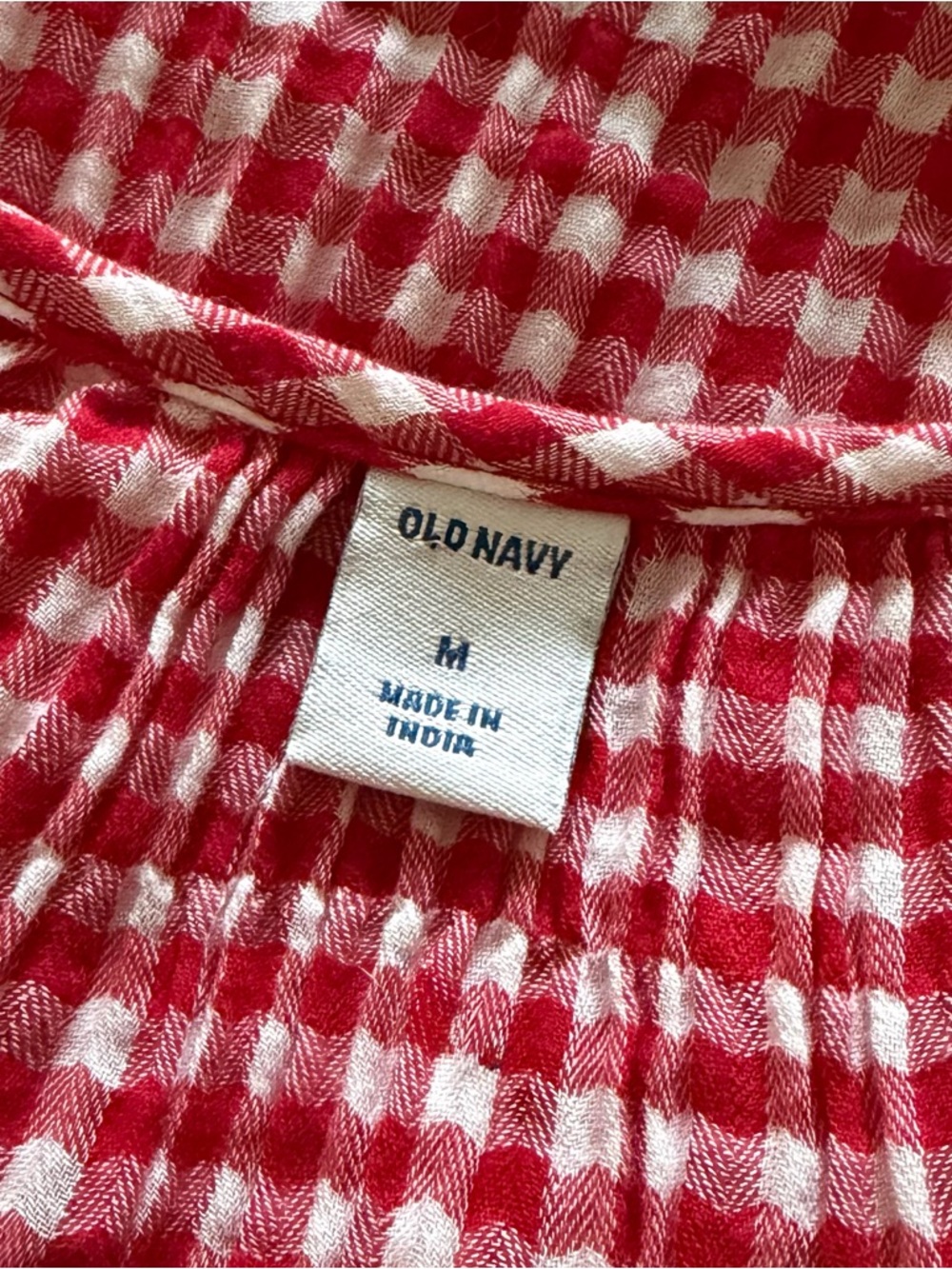 Old Navy Gingham Smocked Shoulder Poet Blouse - Picture 6 of 10